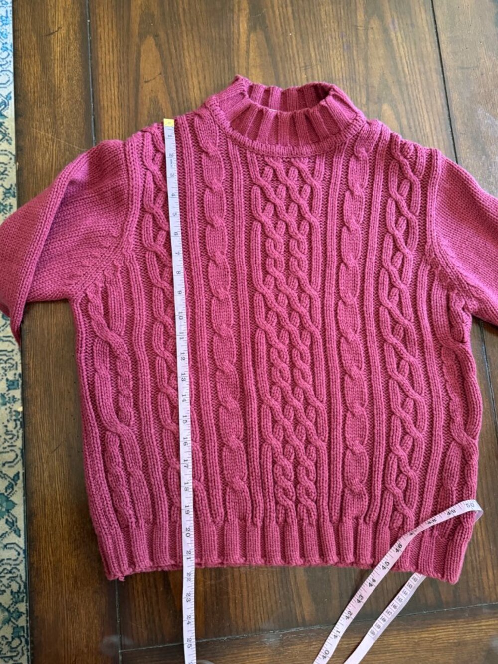 Vintage Classic Elements Cable Knit Sweater Mock Neck Red Thick Acrylic Petite M - Picture 5 of 7